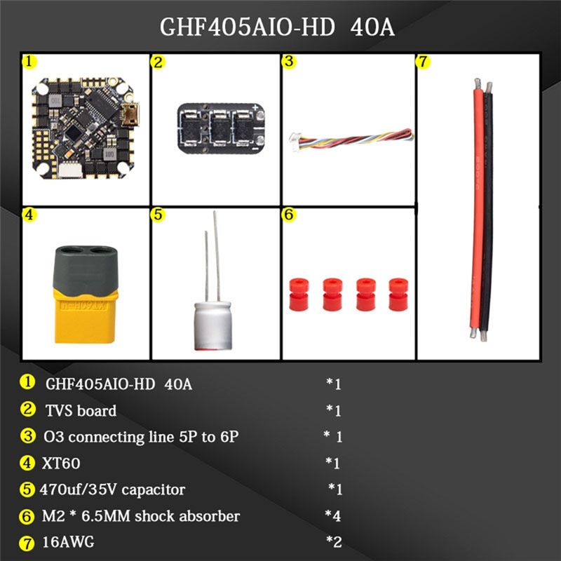 Drone Racing Flight Controller - ABTI-GHF405AIO-HD 40A ชุดควบคุมการบินแบบครบวงจร (AIO) F405 F4