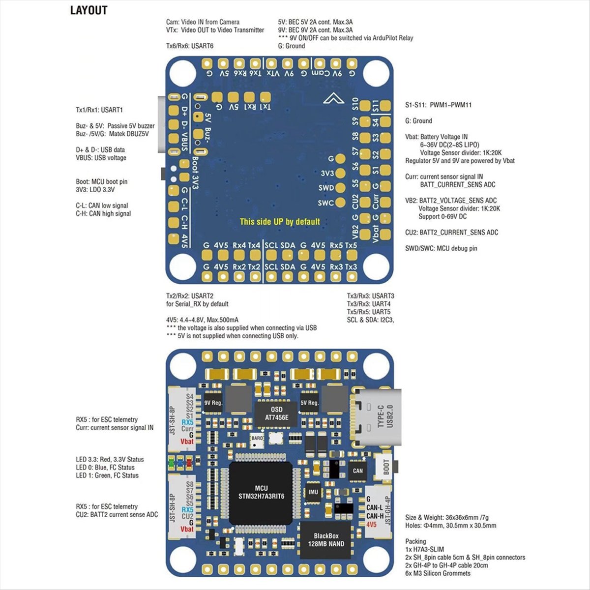 A99X H7A3-SLIM ตัวควบคุมการบิน - Drone Racing Flight Controller บทวิจารณ์และราคา