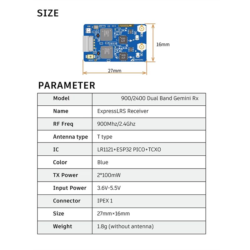 B78B-900Mhz 2.4Ghz 915M ELRS R - Drone Racing Receiver บทวิจารณ์และราคา